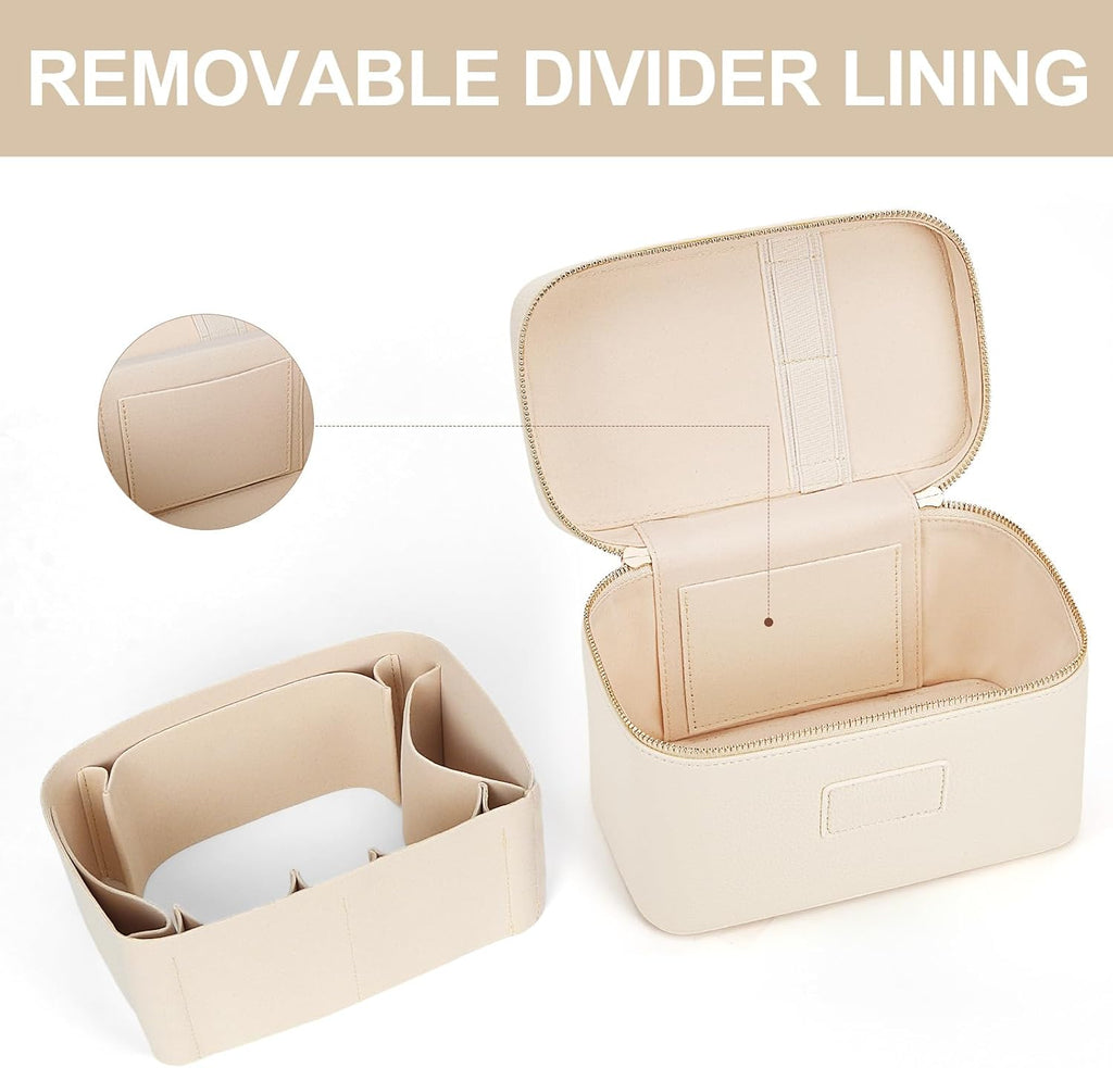Makeup Bag Vanity Case Leather Cosmetic Bag Travel Toiletry Bags Portable Makeup Organizer Case
