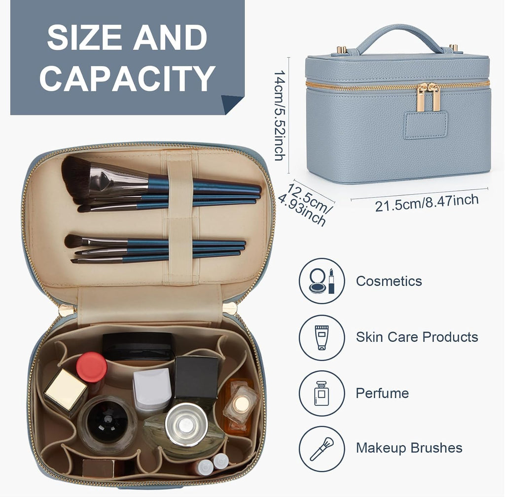 Makeup Bag Vanity Case Leather Cosmetic Bag Travel Toiletry Bags Portable Makeup Organizer Case