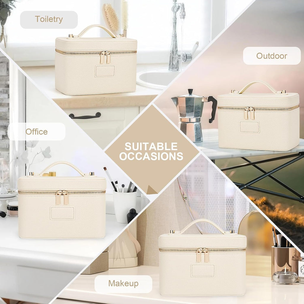 Makeup Bag Vanity Case Leather Cosmetic Bag Travel Toiletry Bags Portable Makeup Organizer Case