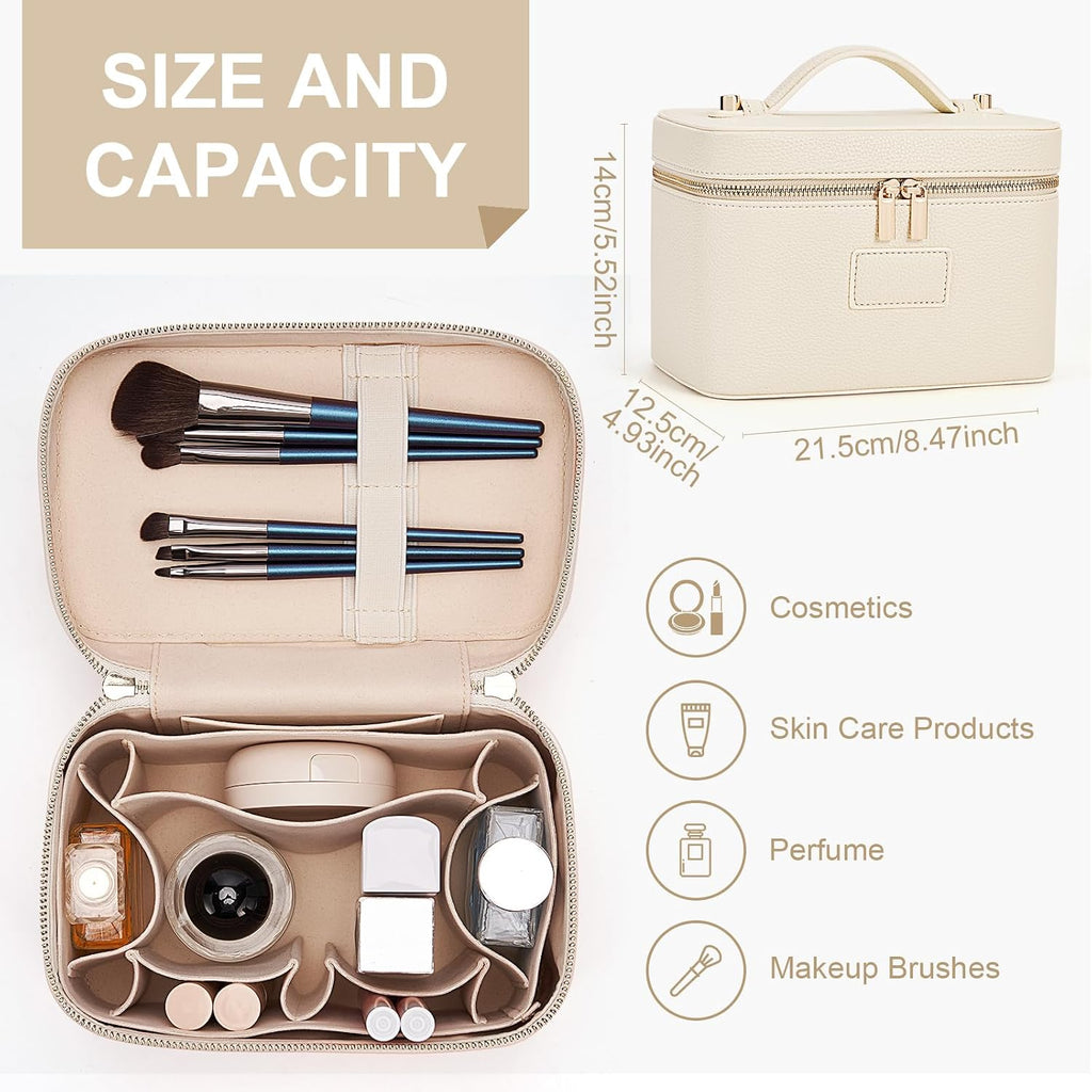 Makeup Bag Vanity Case Leather Cosmetic Bag Travel Toiletry Bags Portable Makeup Organizer Case