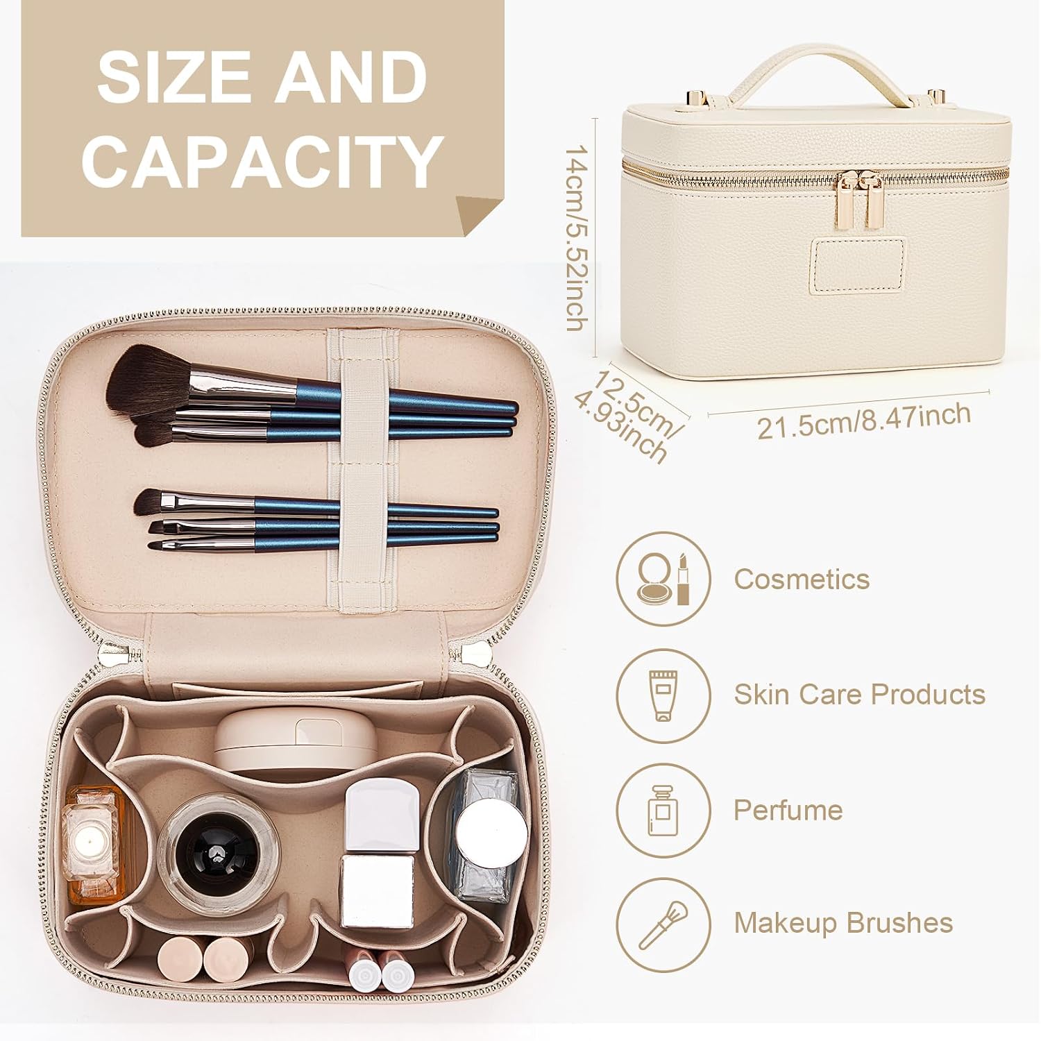 Makeup Bag Vanity Case Leather Cosmetic Bag Travel Toiletry Bags Portable Makeup Organizer Case