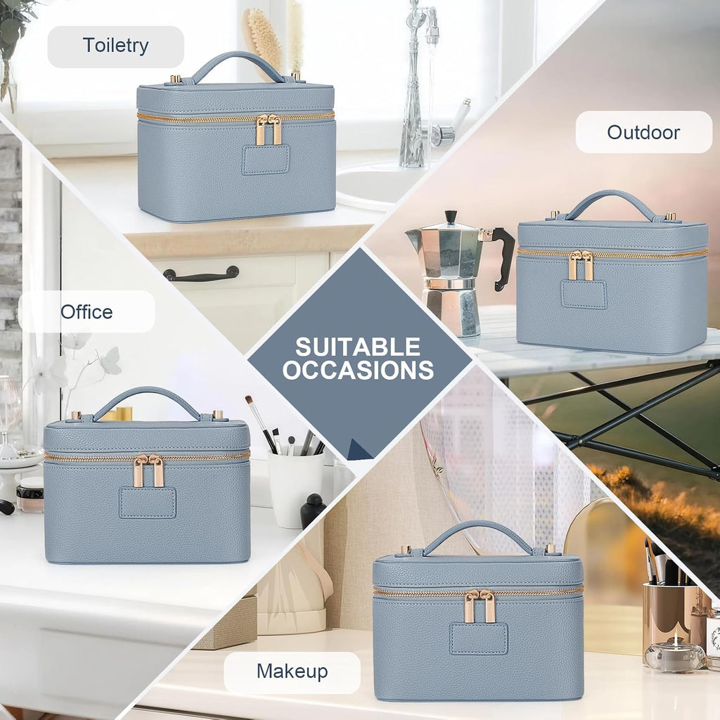 Makeup Bag Vanity Case Leather Cosmetic Bag Travel Toiletry Bags Portable Makeup Organizer Case