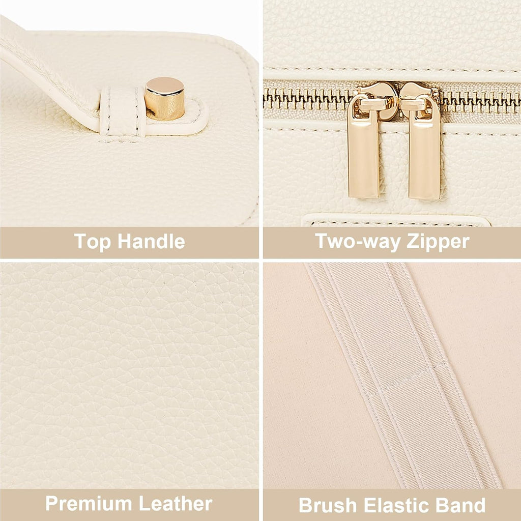 Makeup Bag Vanity Case Leather Cosmetic Bag Travel Toiletry Bags Portable Makeup Organizer Case