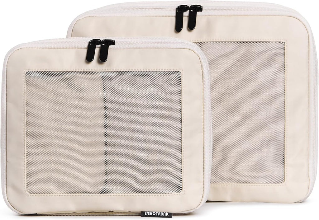 Compression Packing Cubes for Travel, 2-Pack, Beige