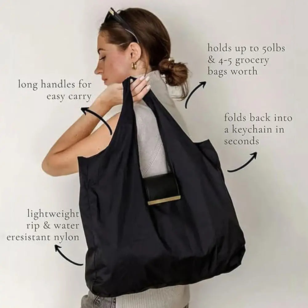 New Mini Keychain Tote Bag Foldable with Key Ring Shopping Bag Expandable Reusable Supermarket Eco-Friendly Bag for Travel