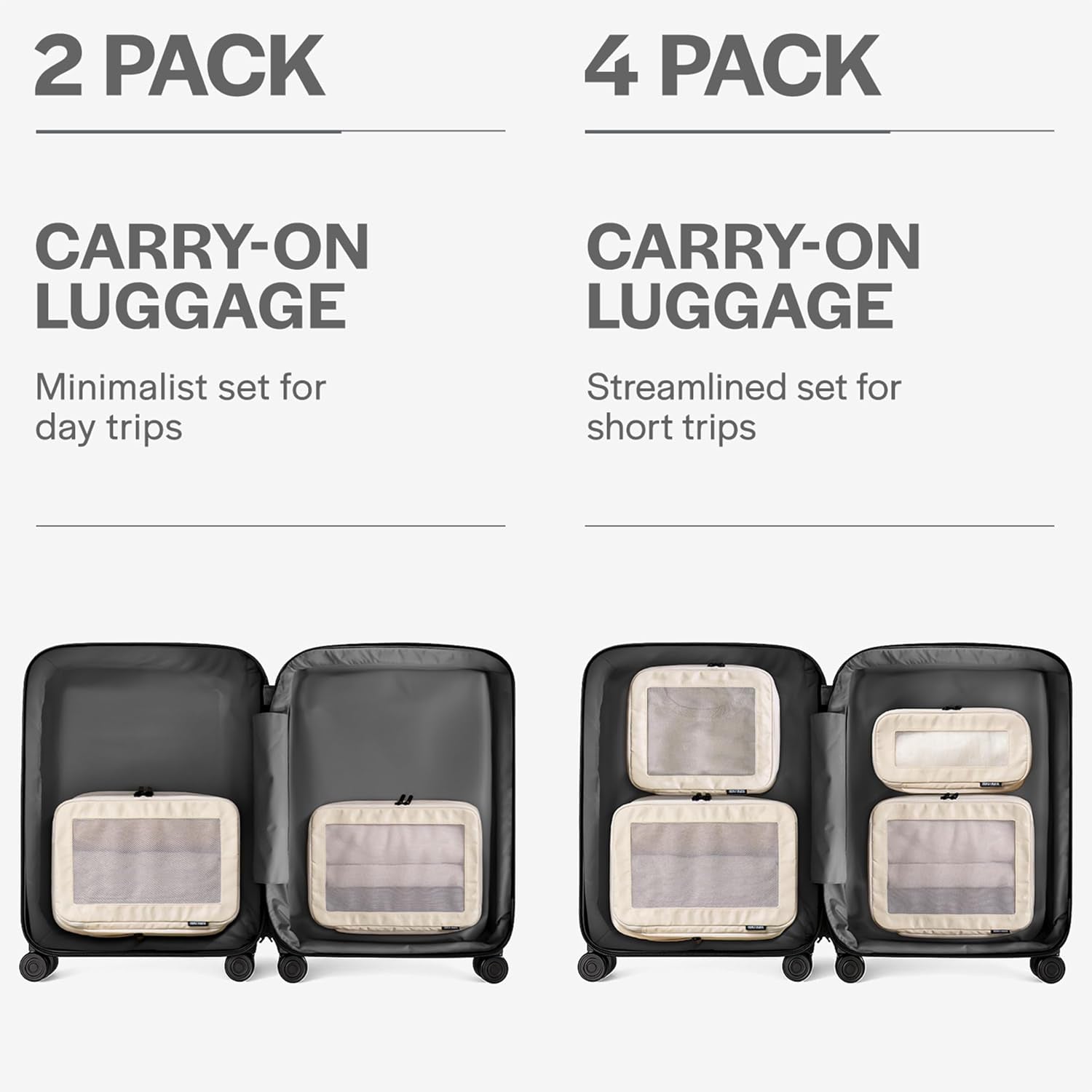 Compression Packing Cubes for Travel, 2-Pack, Beige