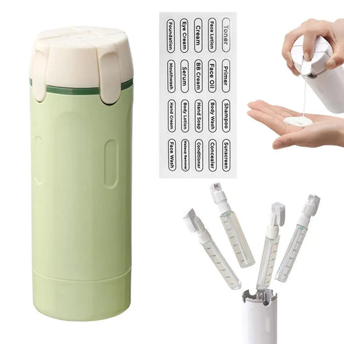 4-In-1 Portable Travel Refillable Bottles Set Cosmetics and Toiletries Containers for Shampoo Body Wash - Travel Storage Bottles