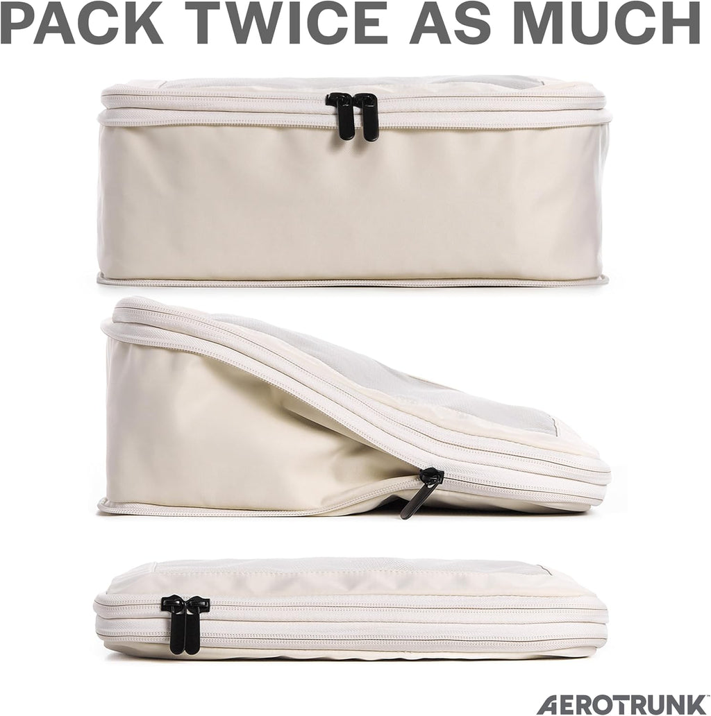 Compression Packing Cubes for Travel, 2-Pack, Beige