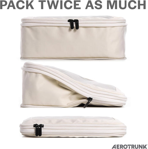 Compression Packing Cubes for Travel, 2-Pack, Beige