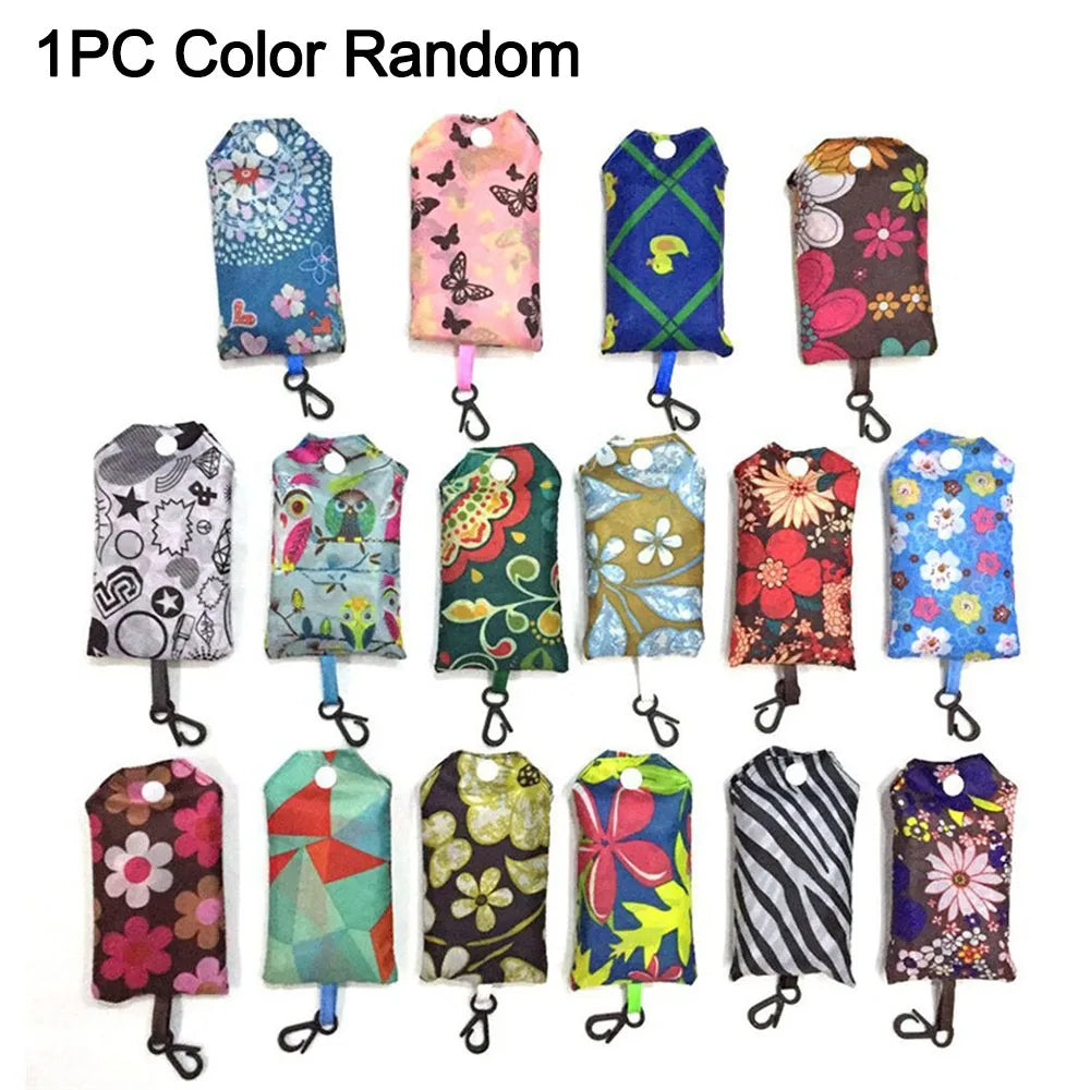 New Mini Keychain Tote Bag Foldable with Key Ring Shopping Bag Expandable Reusable Supermarket Eco-Friendly Bag for Travel